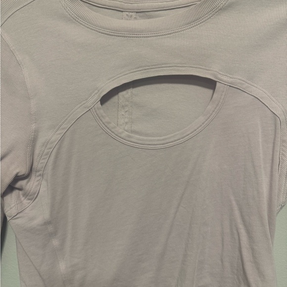 Lululemon Better Best Cut Out Light Pink Ribbed Long Sleeve Cropped Top - Picture 8 of 12